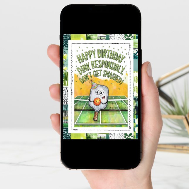Funny Pickleball Birthday Card  (Front Digital)