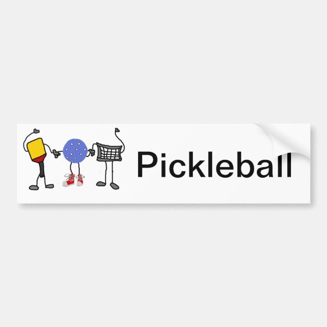 Funny Pickleball Cartoon Characters Bumper Sticker (Front)
