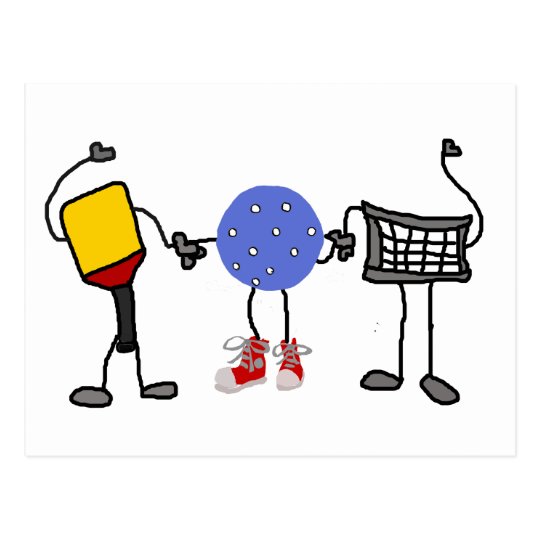 Funny Pickleball Cartoon Characters Postcard