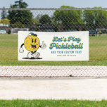 Funny Pickleball Cartoon Mascot Custom Text Banner<br><div class="desc">The perfect banner for your next pickleball party or tournament. Design features a fun pickleball mascot wearing a cap and your custom text - add a player's name, pickleball club/tournament name, greeting, sentiment, etc. Great for an adult or kid's pickleball birthday party, pickle gathering, or pickleball club special event/tournament. Let's...</div>