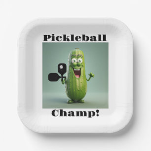 Funny Pickleball Champ Paper Plate