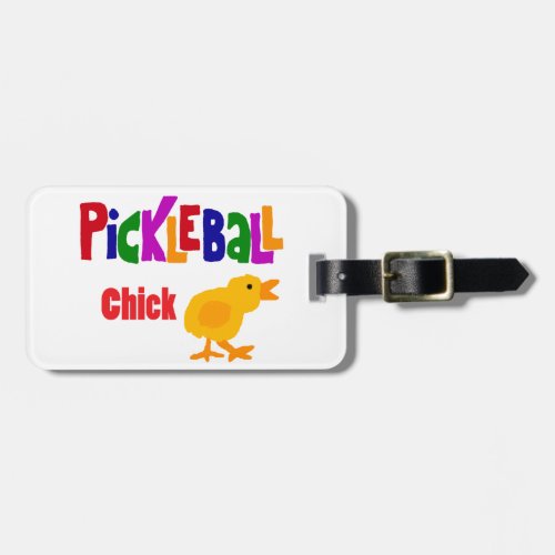 Funny Pickleball Chick Art Luggage Tag