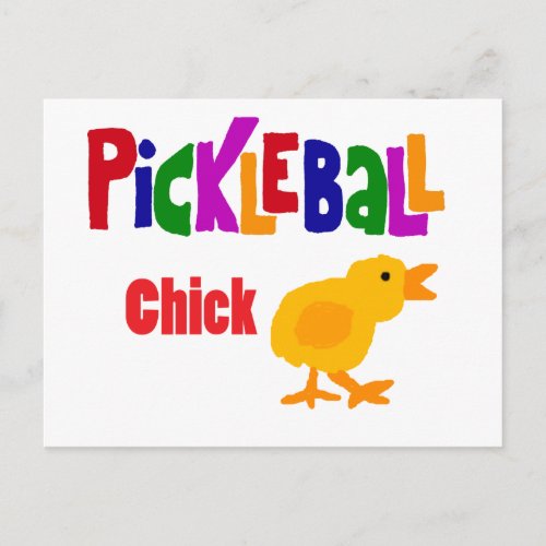 Funny Pickleball Chick Art Postcard