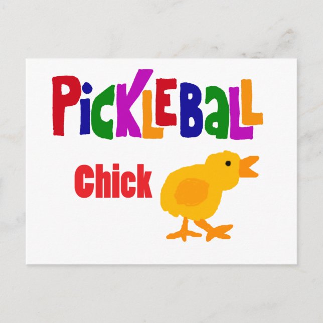 Funny Pickleball Chick Art Postcard (Front)