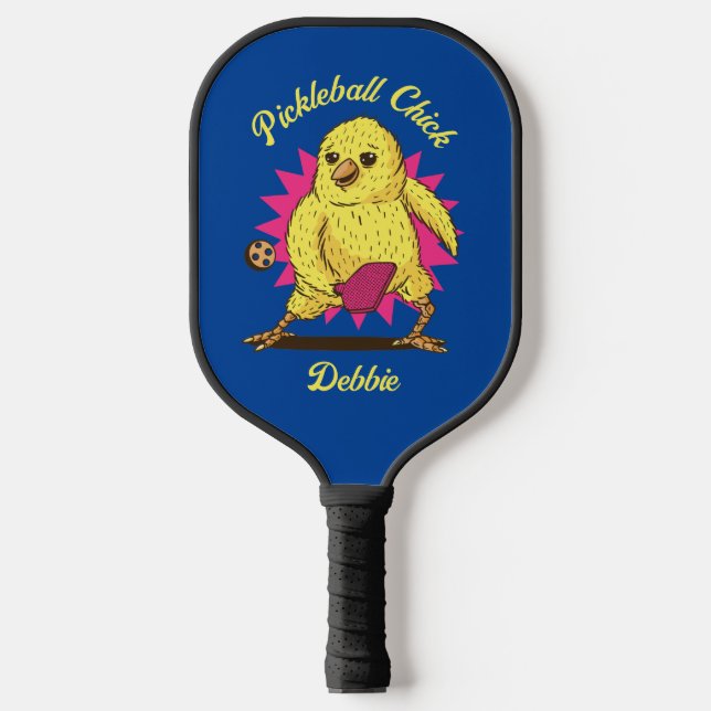 Funny Pickleball Chick Custom with Name Paddle (Front)