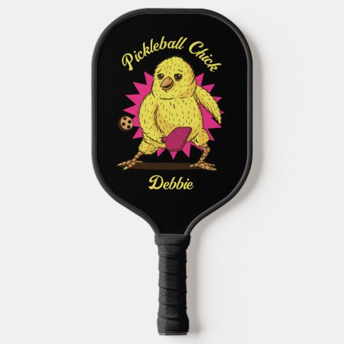 Funny Pickleball Chick Custom with Name Pickleball Paddle