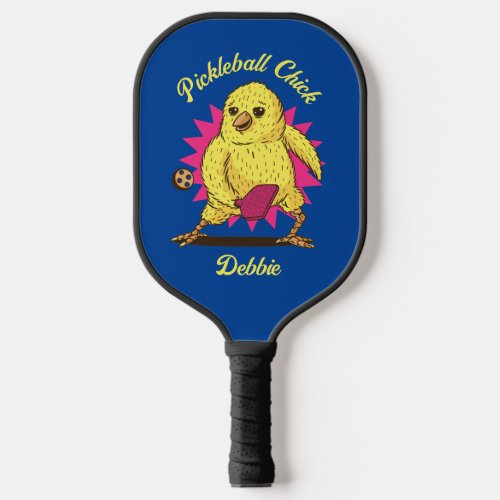 Funny Pickleball Chick Custom with Name Pickleball Paddle