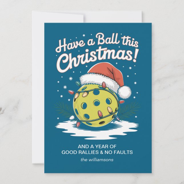 Funny Pickleball Christmas Lights Your Greeting Holiday Card (Front)