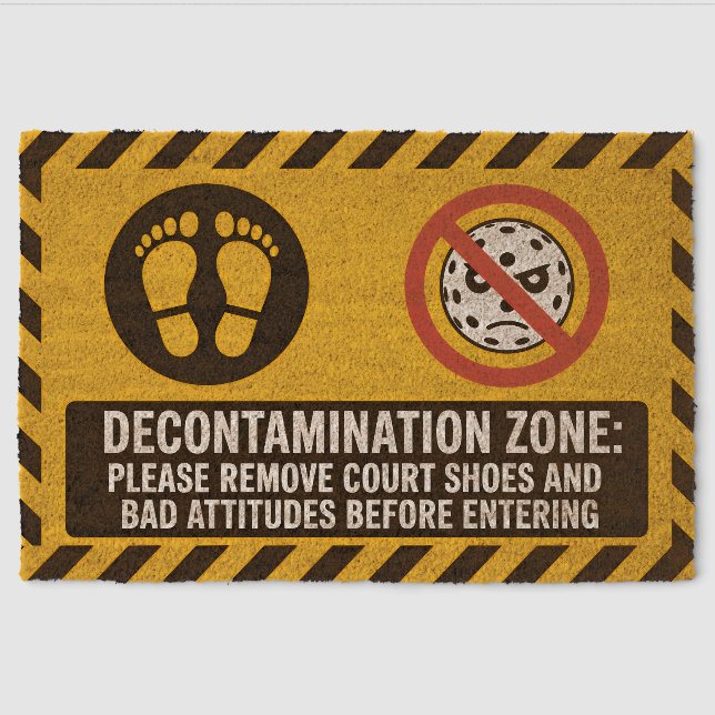 Funny Pickleball Decontamination Zone Attitude Fiber Doormat (Front)