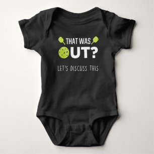 Funny Pickleball Discuss Joke Racquet Sportsman Baby Bodysuit