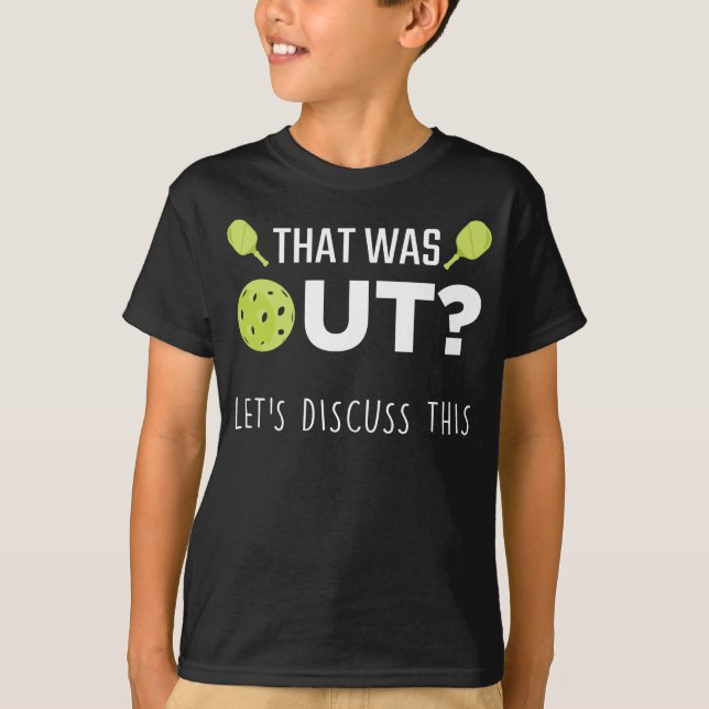 Funny Pickleball Discuss Joke Racquet Sportsman T-Shirt (Front)