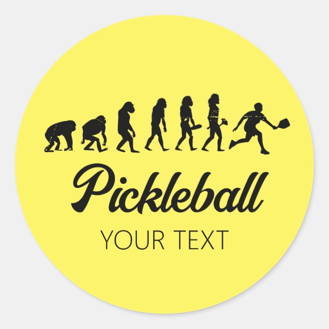 Funny Pickleball Evolution Personalized Classic Round Sticker (Front)