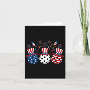 Funny Pickleball Fireworks American Usa Flag 4th O Card