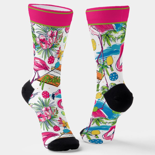 Funny Pickleball Flamingo Dinks Socks (Angled)