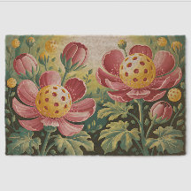 Funny Pickleball Floral Bloom Design Welcome Mat