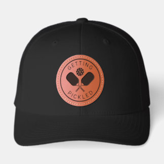 Funny Pickleball GETTING PICKLED Leather Patch Hat