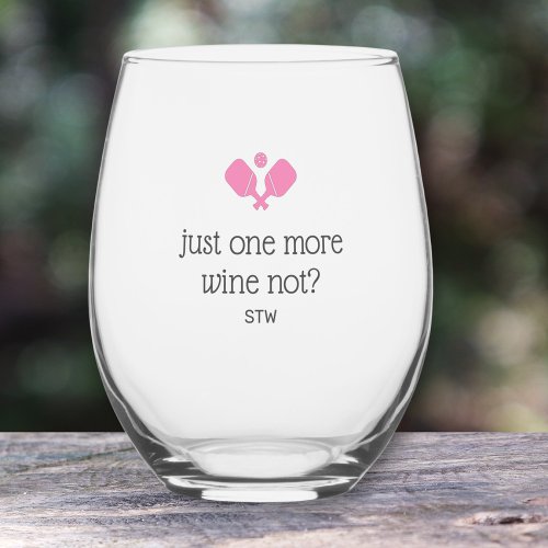 Funny Pickleball Gift One More Game Wine Not Stemless Wine Glass