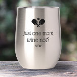 Funny Pickleball Gift One More Game, Wine Not Thermal Wine Tumbler<br><div class="desc">One more game or one more glass of wine? Funny wine tumbler (or coffee) featuring crossed pickleball paddles and text that reads - just one more, wine not. Add your monogram or name too. Easily change the text and color of the paddles. Makes a perfect pickleball gift for your friend,...</div>