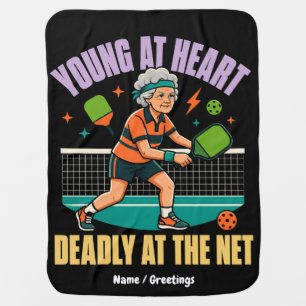 Funny Pickleball Grandma Young At Heart Deadly Net Baby Blanket
