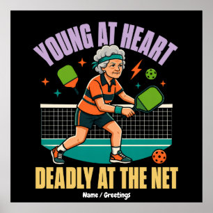 Funny Pickleball Grandma Young At Heart Deadly Net Poster