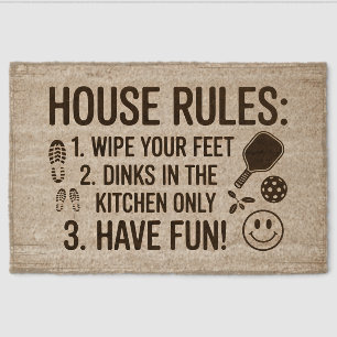 Funny Pickleball House Rules Have Fun Welcome Mat