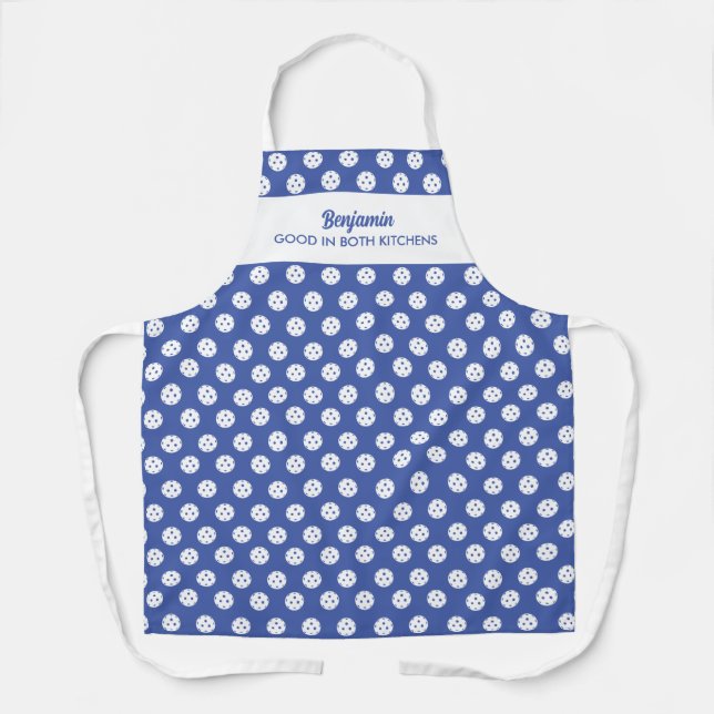 Funny Pickleball Humor Personalized Text Blue Apron (Front)