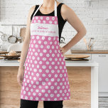 Funny Pickleball Humor Personalized Text Pink Apron<br><div class="desc">The perfect apron for those who like to hang out in both types of kitchens - at home and on the pickleball courts. Design features a pattern of white pickleballs set against a pink background - easily change the background color. Add a name, custom text, club name, etc. Great as...</div>