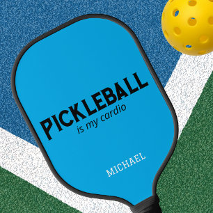 Funny Pickleball is my cardio Blue Custom Birthday Paddle