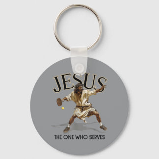 Funny Pickleball Jesus The One Who Serves Keychain