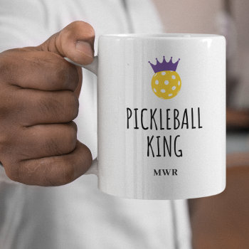 Funny Pickleball King  Custom Monogram Name Text  Coffee Mug by colorfulgalshop at Zazzle