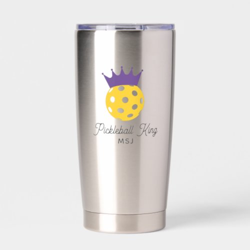 Funny Pickleball King Personalized Monogram Name Insulated Tumbler