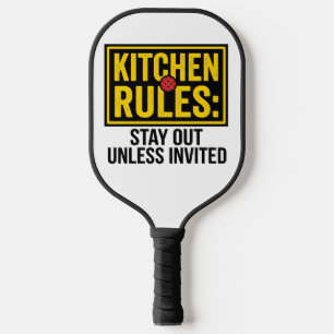 Funny Pickleball Kitchen Rules Warning Sign Carbon Fiber Pickleball Paddle