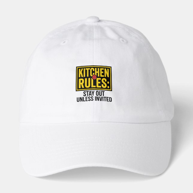 Funny Pickleball Kitchen Rules Warning Sign Hat (Front)