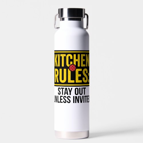 Funny Pickleball Kitchen Rules Warning Sign Water Bottle