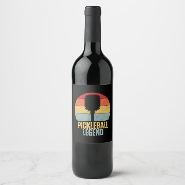 Funny Pickleball Legend Wine Label (Front)