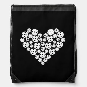 Funny Pickleball Love Heart Shape Valentine Drawstring Bag