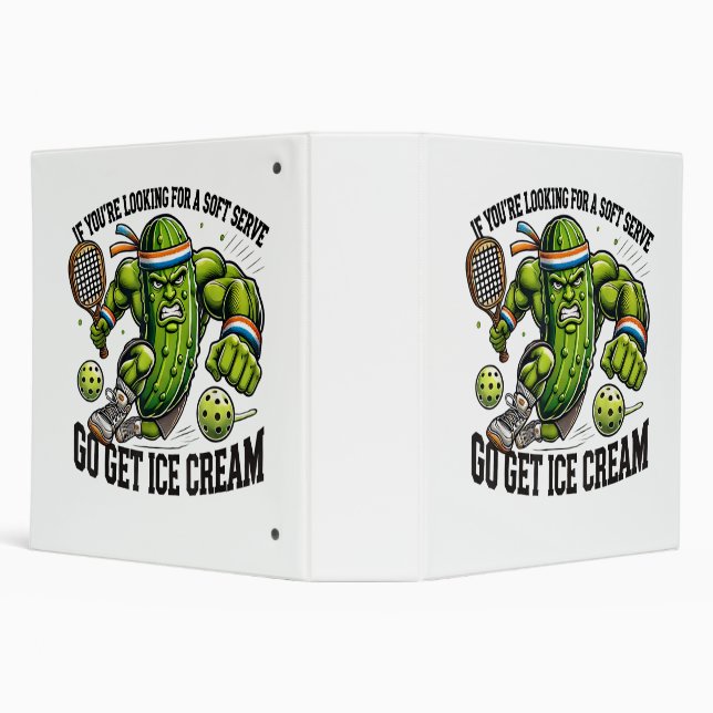 Funny Pickleball Lover Pun with a Pickle Playing 3 Ring Binder (Background)