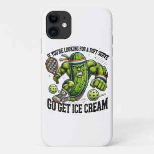 Funny Pickleball Lover Pun with a Pickle Playing iPhone 11 Case