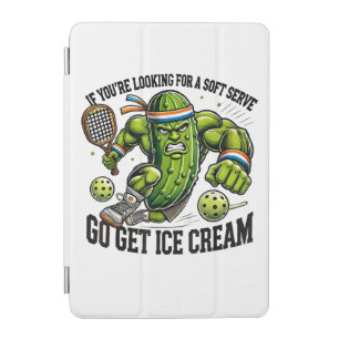 Funny Pickleball Lover Pun with a Pickle Playing iPad Mini Cover