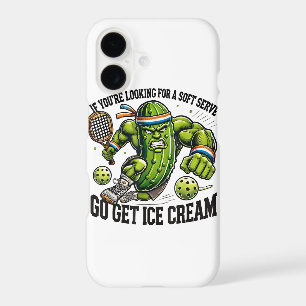Funny Pickleball Lover Pun with a Pickle Playing iPhone 17 Case