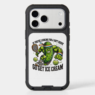 Funny Pickleball Lover Pun with a Pickle Playing iPhone 17 Pro Max Case