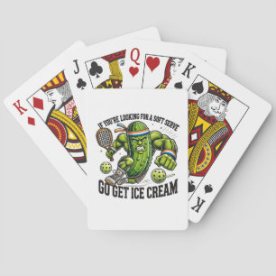 Funny Pickleball Lover Pun with a Pickle Playing Poker Cards