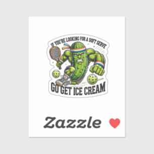 Funny Pickleball Lover Pun with a Pickle Playing Sticker