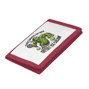 Funny Pickleball Lover Pun with a Pickle Playing Tri-fold Wallet