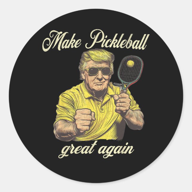 Funny Pickleball Lovers Graphics Pickle Ball Classic Round Sticker (Front)