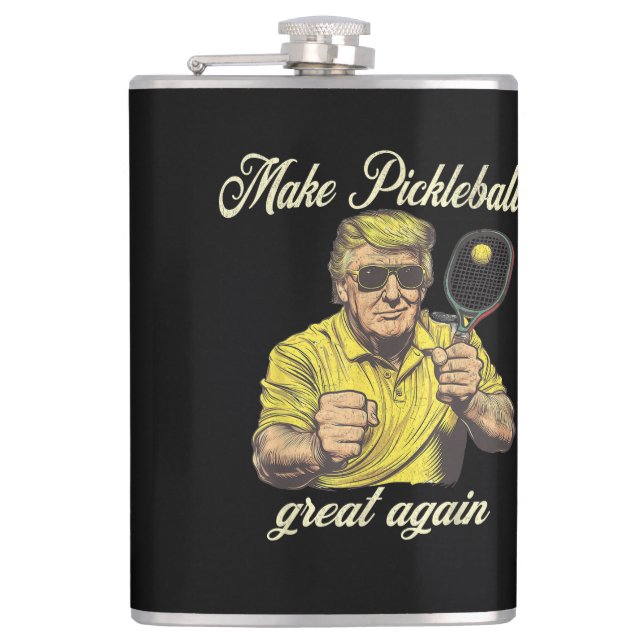 Funny Pickleball Lovers Graphics Pickle Ball Flask (Front)
