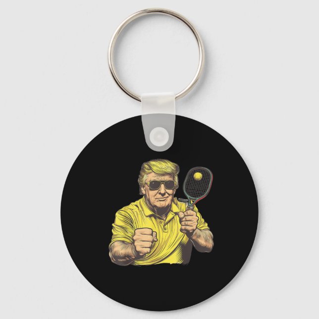 Funny Pickleball Lovers Graphics Pickle Ball Men Keychain (Front)