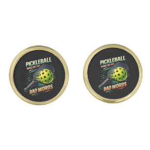 Funny Pickleball Makes Me Say Bad Words Player Cufflinks