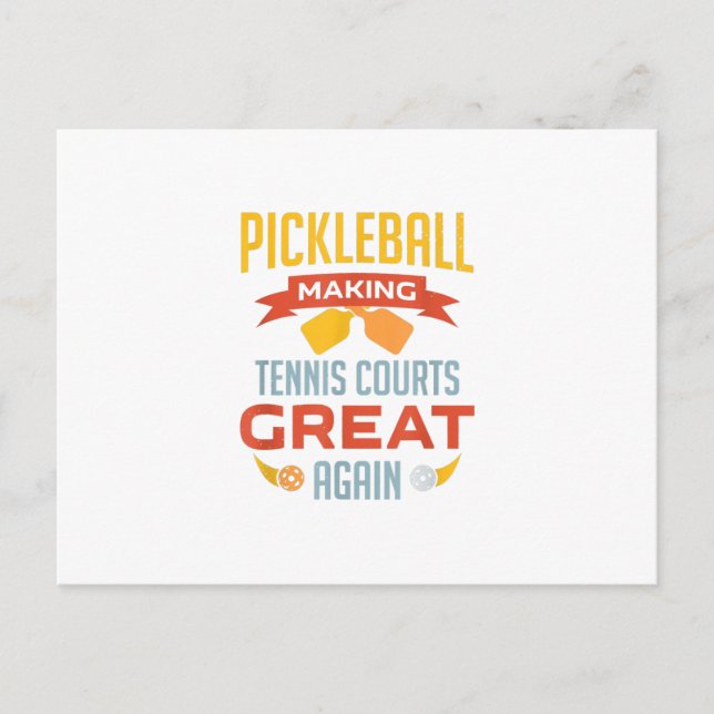 funny pickleball making tennis courts great again invitation postcard (Front)