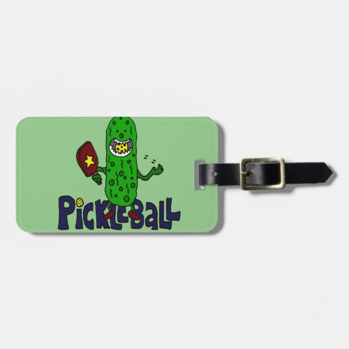 Funny Pickleball Monster Cartoon Luggage Tag